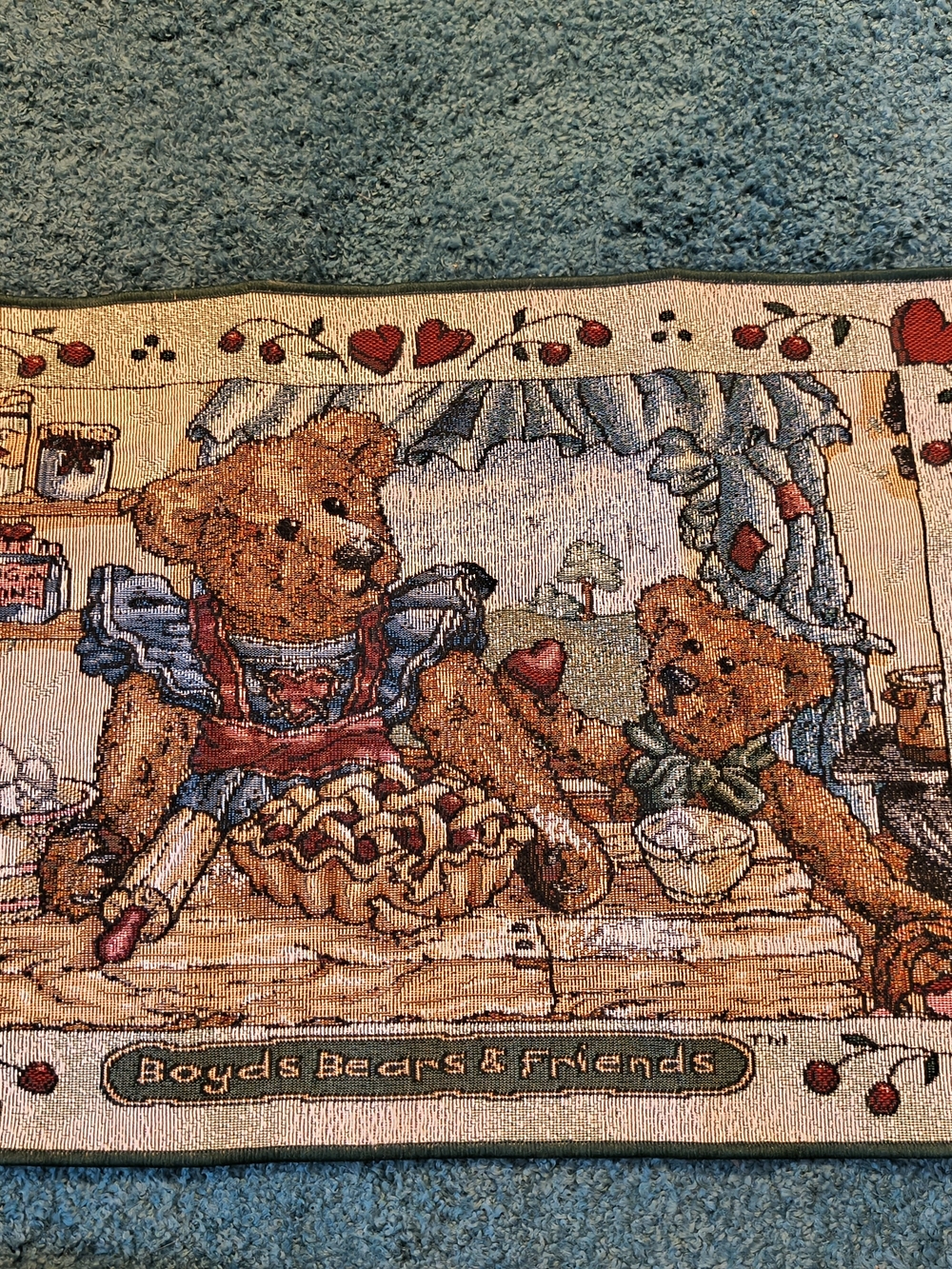 Boyds Bears & Friends Woven Bear Placemat - Blue & Tan with Red Accents